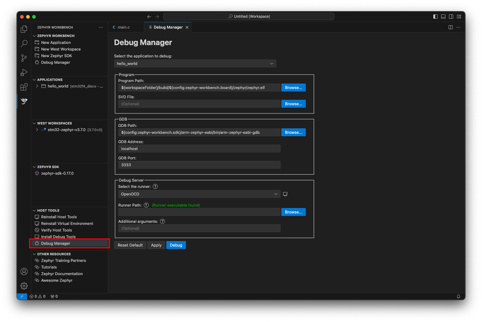 Edit Debug Configuration