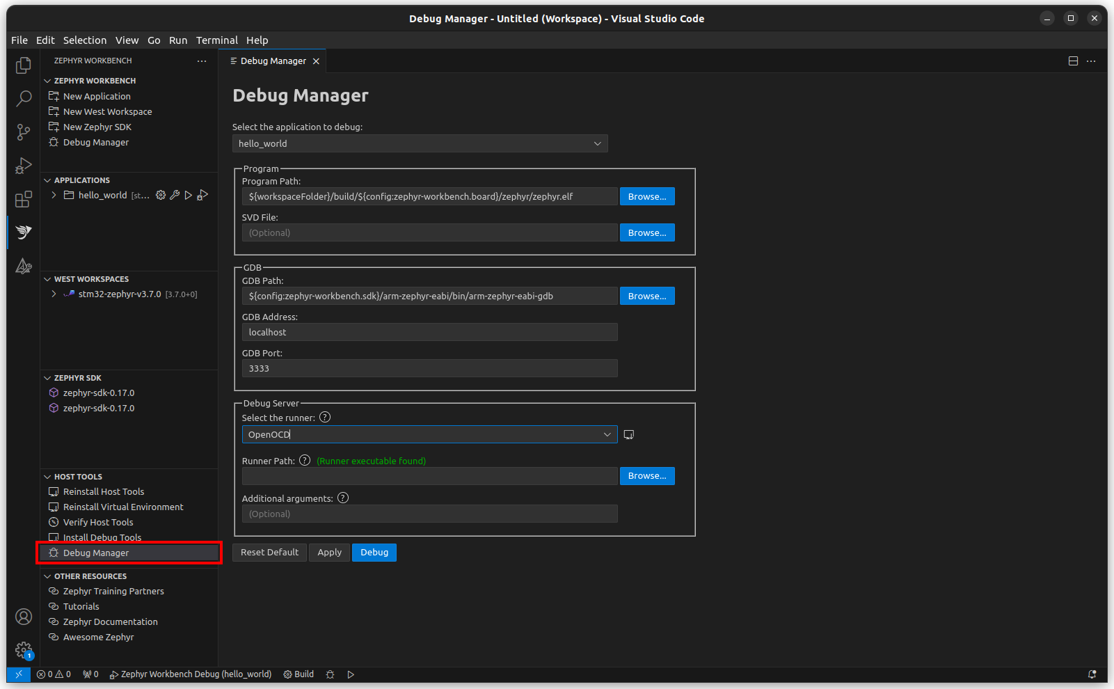 Edit Debug Configuration