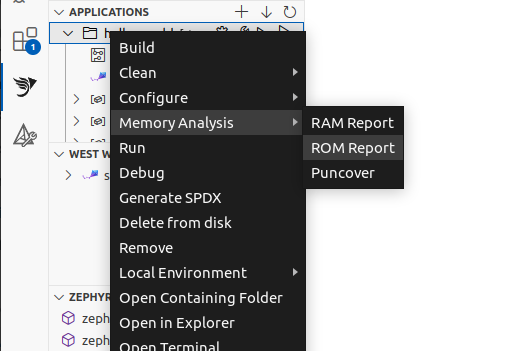 RAM Report menu