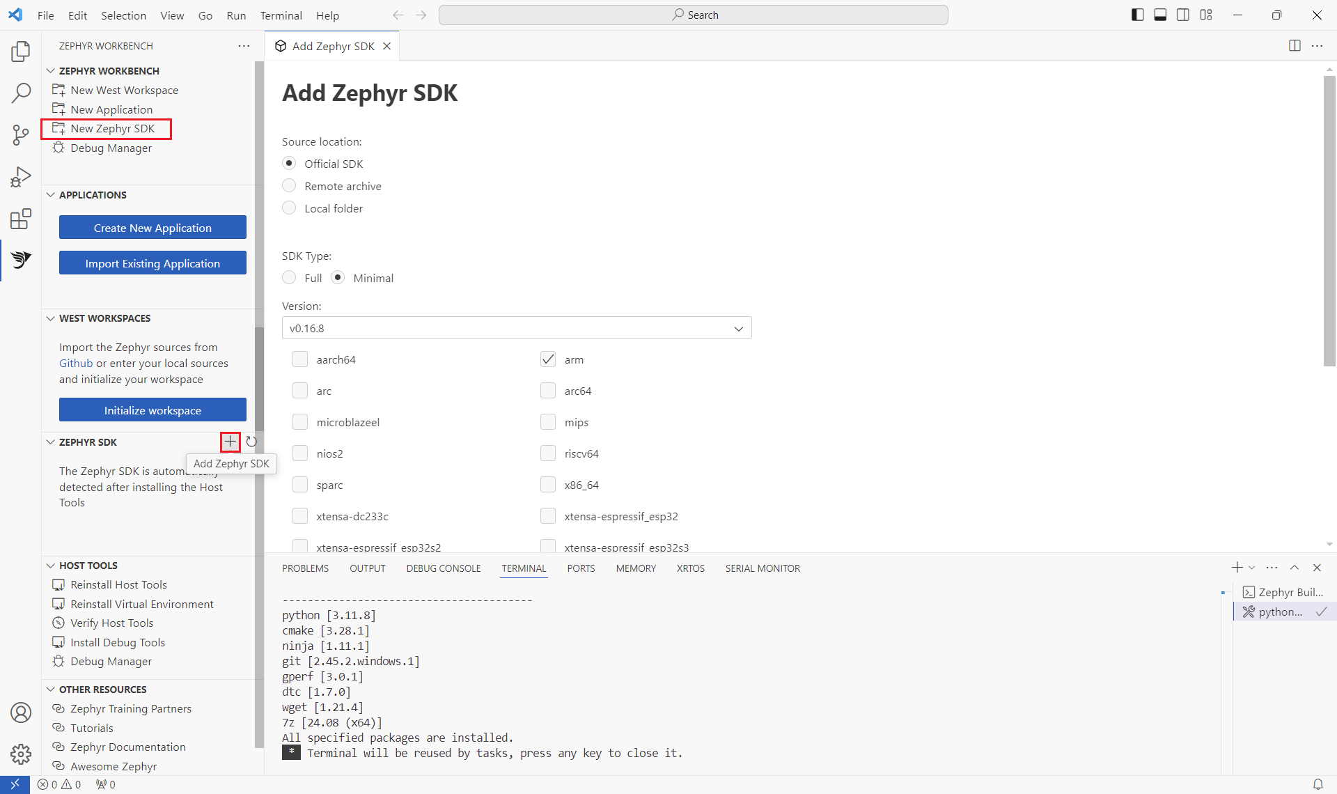 New Zephyr SDK